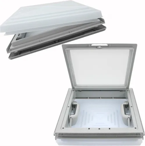 MPK 42 Dachluke 40 x 40 cm für Wohnmobile und Caravans - Hochwertige Dachhaube aus grauem Kunststoff mit Milchglashaube für optimale Lichtverhältnisse und dauerhafte Belüftung. Ideal für Campingausrüstung und Wohnmobile.