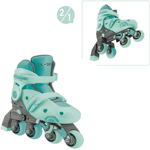 Learning Skates 2 in 1 Gr. 30-33, Inline-Skates mint - Inliner für Kinder ab 5 Jahren, vierrädrige Bauweise für hohe Stabilität und Sicherheit, ideal für Kindergartenkinder bis 60 kg.