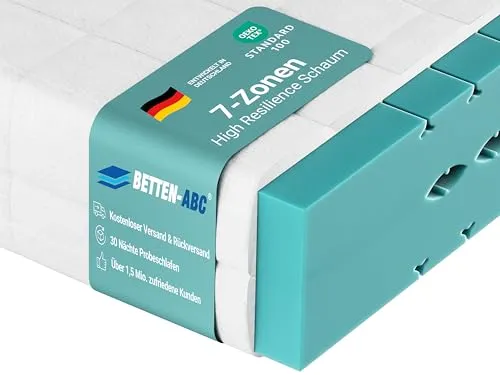 Betten-ABC HR Blue Kaltschaummatratze - 7-Zonen Matratze mit High-Resilience-Schaum für optimale Druckentlastung und individuelle Anpassung durch 3D-Einschnitte, ideal für gesunden Schlaf und Hygienebedürfnisse.