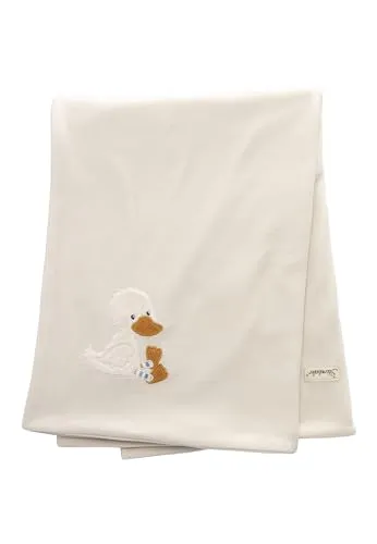 Schmusedecke Fleece Ente Edda Lou - Babydecken aus doppellagigem Microfleece, ideal für alle Jahreszeiten. Vielseitig einsetzbar ab der Geburt – perfekt für Kinderwagen, Autositz oder als Spielunterlage.