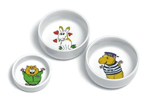 Flamingo 44085 Napf Keramik für Nager, mit Motiv 300 ml ø: 11cm Motiv Meerschweinchen