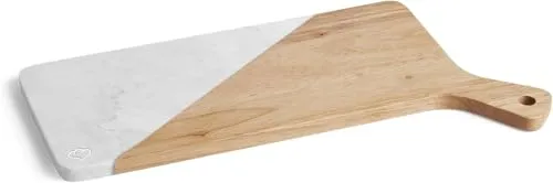 Springlane Servierbrett - Kautschukholz & Marmor - 42 x 22 x 1,5 cm - Käseplatte