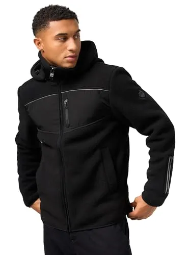 STONE HARBOUR Herren Übergangsjacke Illian Black XXL - Funktionsjacke aus weichem Teddyfleece bietet hohe Wärmeisolation bei geringem Gewicht. Ideal für sportliche Aktivitäten in der Übergangszeit mit abnehmbarer Kapuze und reflektierenden Details.