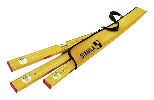 Stabila Wasserwaage 19716, Type 80 ASM PRO SET - Messwerkzeuge Set mit 3 Wasserwaagen (30cm, 60cm, 120cm) und Tasche, ideal für präzise Ausrichtungen, auch bei schlechten Lichtverhältnissen dank fluoreszierender Flüssigkeit.