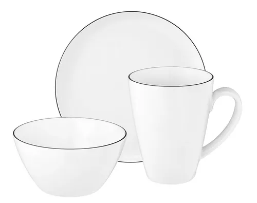 Seltmann Weiden Frühstücks-Set Lido Black Line 18tlg. - Elegantes Frühstücksservice aus Porzellan, spülmaschinenfest und mikrowellengeeignet – perfekt für stilvolle Morgenstunden.