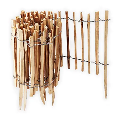 10m Aquagart Staketenzaun Rollboarder - Langlebiger Holzzaun für Gartenprojekte - Dekorative Zäune, ideal für Beeteinfassung und Wegabgrenzung, aus robustem Haselnussholz, umweltfreundlich und einfach zu montieren.