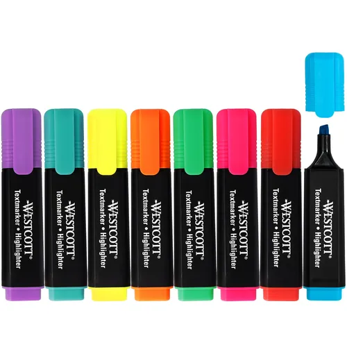 Textmarker 8er Set leuchtende Farben Marker Keilspitze Wasserbasis Schule Büro