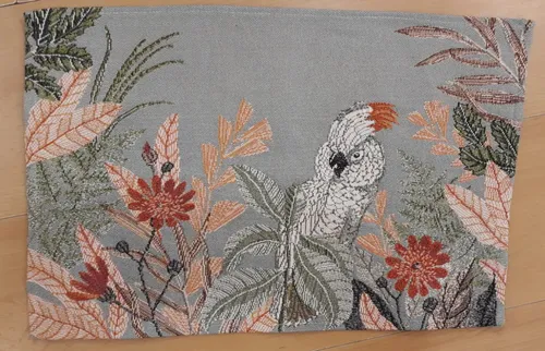 SANDER Exotic Kakadu Gobelin Tischset Platzset 32 x 48cm grün Vogel Blätter