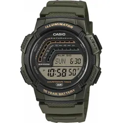 Casio Multifunktionale Herrenuhr WS-1800-3AVEF – Sportlich und zuverlässig - Digitale Herrenuhr mit klarer LCD-Anzeige, Alarm, Timer und 10 Jahren Batterielaufzeit. Wasserdicht bis 100 m, ideal für Outdoor-Aktivitäten. Robust und stilvoll für den täglichen Einsatz.