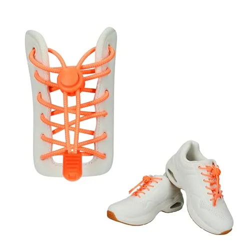 kwmobile 2X Schnürsenkel mit Schnellverschluss - Schuhbänder mit Schnellschnürsystem - 120cm Schnürband mit Stopper Neon Orange