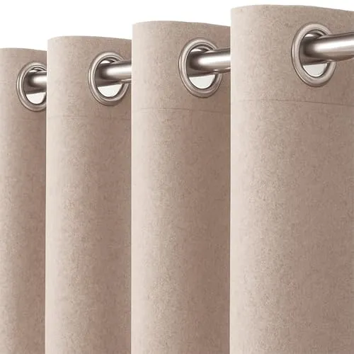 heimtexland Filz Thermovorhang 245x135 cm - Blickdicht & Isolierend - Hochwertiger Filzvorhang in Taupe-Silber, blickdicht und abdunkelnd. Ideal für Schlafzimmer und Arbeitszimmer. Der isolierende Stoff reduziert Zugluft und sorgt für ein angenehmes Raumklima. Pflegeleicht mit stabilen Metallösen.