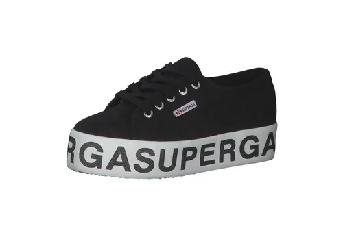 Superga Damen Sneaker 2790 Cotw Glitterlettering – Modische Plateau-Sneaker - Sneaker mit 4 cm Plateau, Teil der farbenfrohen ‚In the name of love‘ Kollektion. Auffällige Regenbogen-Elemente und Glitzer-Details machen diese klassischen Canvas-Sneaker zum modischen Highlight.