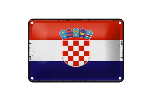 Blechschild Flagge Kroatiens 18x12 cm Retro Flag of Croatia Deko Schild