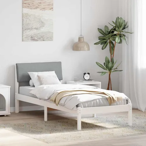 Maison Exclusive Bettgestell Weiß und Hellgrau 75 x 190 cm aus massivem Kiefer
