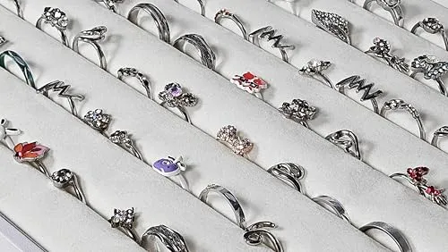 Schmuckkasten Schmucklade Schaukasten Schmuckdisplay mit Glasdeckel für Ringe weiss