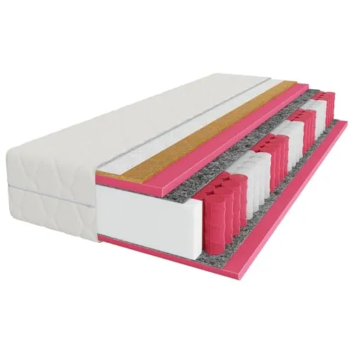 Mebligo - Matratze 90x200 cm, Taschenfederkernmatratze, Höhe 23 cm, Härtegrad H3/H4, Oko-Tex Zertifiziert, 7 Zonen Matratze mit Kokosmatte - Prestige Sleep Serie