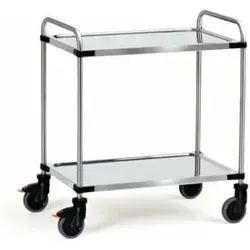 Fetra Servierwagen 5036 - Edelstahl, 2 Etagen, 120kg Tragkraft - Etagenwagen aus Edelstahl mit 2 tiefgezogenen Etagen und bis zu 120 kg Tragkraft. Ideal für Gastronomie und Haushalt, schalldämmend und mobil durch 4 Lenkrollen.