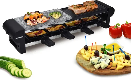 Raclette 4 Personen | Naturstein & Grillplatte | 600W | 4 Pfännchen Antihaft - Thurga