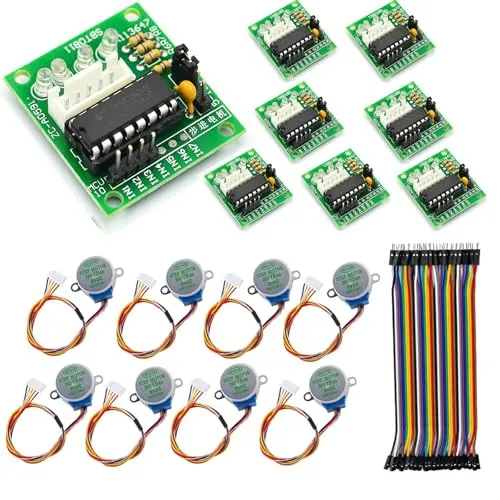 GERUI 8er 28BYJ-48 Schrittmotor mit ULN2003 für Arduino | 5V 28BYJ-48 Stepper Motor mit ULN2003 Treiberplatine, 8er Set für Arduino Projekte, einfache Programmierung