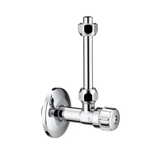 Schläfer 1437200 | Eckiger Absperrhahn, entworfen für WC-Spülkasten, Kupferrohr mit einem Durchmesser von 10 mm x 10 cm, enthält auch eine Rosette, Wasserauslass 3/8, aus verchromtem Messing mit