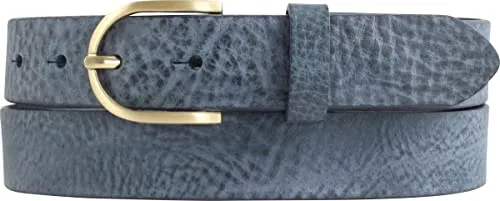 BELTINGER Damen-Gürtel aus weichem Vollrindleder Vintage-Look 3 cm | Leder-Gürtel für Damen 30mm | Schmaler Gürtel Used-Look mit goldener Gürtelschnalle | Marine 110cm