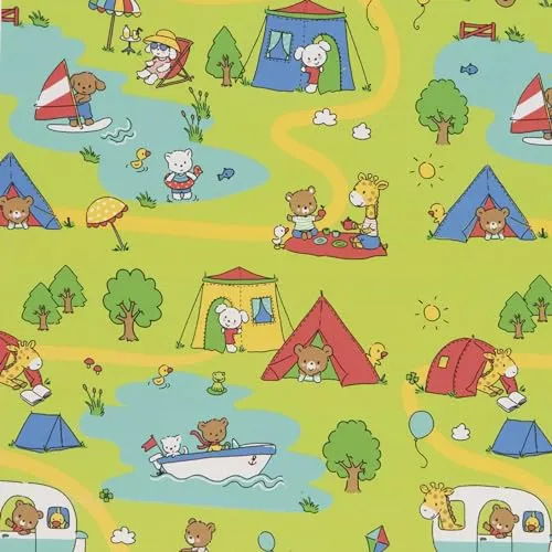 STAR Geschenkpapier 70cm x 2m Rolle Kinder Camping in grün von Star