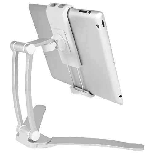 Macally STANDWALLMOUNT 2-in-1 Wandhalterung und Arbeitsplatte/Tischständer für Tablet/Smartphone bis 11 Zoll