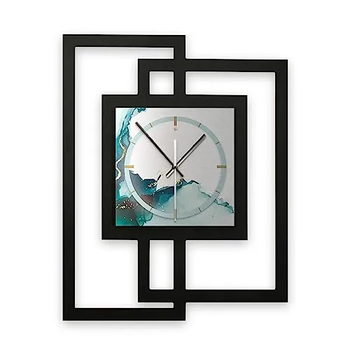 Kreative Feder Designer-Wanduhr Turquoise - Leise Funkuhr für entspannte Räume - Moderne Wanduhren im Metallic-Look mit flüsterleisem Uhrwerk für eine ruhige Umgebung. Handgefertigt in Deutschland, ideal für Wohnzimmer, Büro oder als Geschenk.