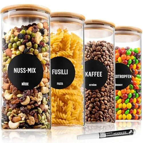 Deco haus® Vorratsgläser mit Deckel Luftdicht 4 x 1400ml von Deco haus