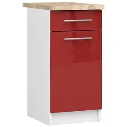 Raumhirsch Furniture Unterschrank S40, Weiß, Hochglanz, 40x85x46 cm - Modernen Glanz für Ihre Küche: Der S40 Unterschrank aus der OLIWIA-Serie kombiniert edles Design mit praktischer Funktionalität. Inklusive Arbeitsplatte und idealer Platznutzung für Ihre Küchenutensilien.