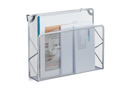relaxdays Zeitungsständer Zeitschriftenhalter Wand, silber von Relaxdays