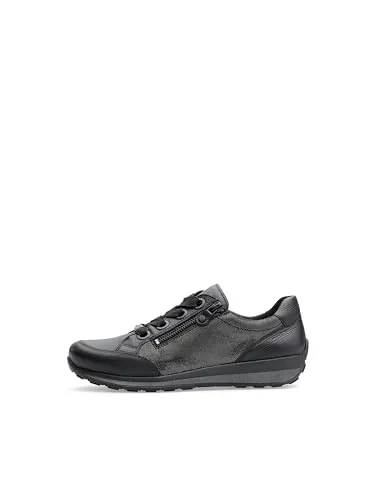 ara Damen Osaka Sneaker - Schwarz, 38.5 EU Weit - Damen-Sneaker mit Wechselfußbett und High Soft Bamboo für optimalen Tragekomfort und gesunde Füße.