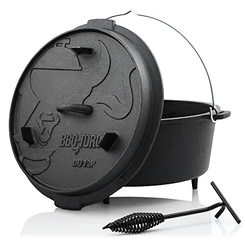 BBQ-Toro Dutch Oven Premium Serie 13,6 Liter in schwarz von BBQ-Toro