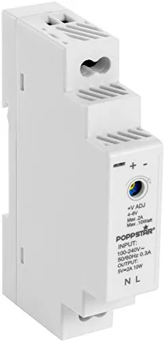 Poppstar Hutschienen-Netzteil P-15-5- 5V DC 2A 10W (Input 100-240 V AC 50/60 Hz) 18 * 90 * 58mm