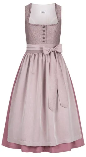 Nübler Dirndl lang Damen - Adele Altrosa, Größe 44 - Elegantes 2-teiliges Dirndl im Landhausstil mit hochwertiger Schürze und tailliertem Schnitt, perfekt für Oktoberfest und festliche Anlässe, Rocklänge 90cm.