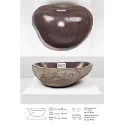 wohnfreuden Aufsatzwaschbecken Naturstein Waschbecken 40 cm (Kein Set), 210_Ba83.152 grau 210_Ba83.152 | Ø 40 cm x 40 cm x 15 cm x 40 cm