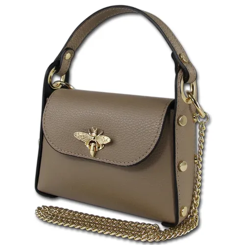Toscanto Damen Umhängetasche aus Leder - Hochwertige Umhängetasche aus feinem Kalbsleder, handgefertigt in Italien. Stilvolles Design in taupe-beige, ideal für modebewusste Damen.