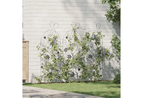 furnicato Moderner schwarzer Gartenzaun aus Stahl 112 x 39,5 cm