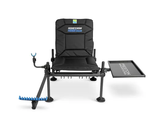 Preston Innovations Ignition Feeder Chair Combo - Angelausrüstung mit teleskopierbarem Feederarm, Cross Arm und gepolsterter Sitzauflage für maximalen Komfort beim Angeln.