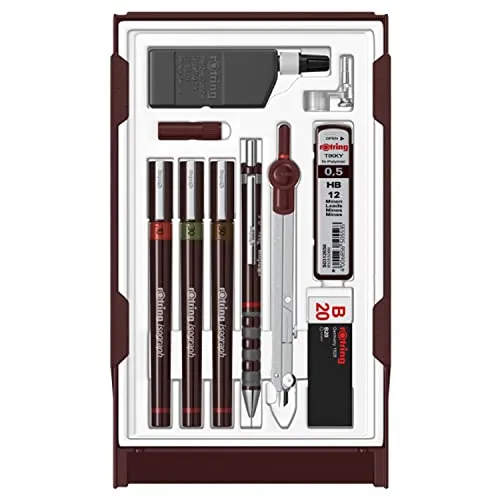 Rotring Isograph Fineliner Master Set mit Zirkel | 3 Stück