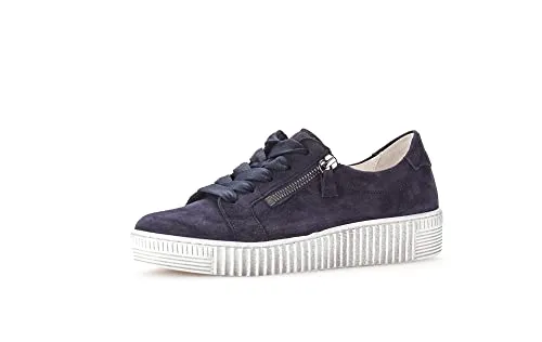 Gabor Damen Low-Top Sneaker Atlantik (Weiss) 41 EU - Damen-Sneaker aus Glattleder mit flacher TR-Sohle, ideal für Freizeit und sportliche Aktivitäten. Der praktische Reißverschluss sorgt für einfaches An- und Ausziehen.