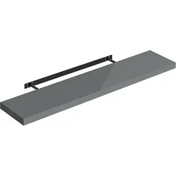 Woltu Wandregal hochglänzend, 110 cm - Modernes Wandboard in Hochglanz-Grau, ideal für die Wandmontage und bietet Platz für bis zu 15 kg. Perfekt für CDs, DVDs und Dekorationen.
