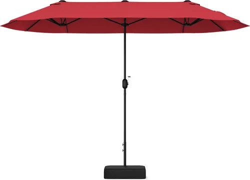 COSTWAY Doppelsonnenschirm 400x200cm mit Kurbel und Ständer in rot von Costway