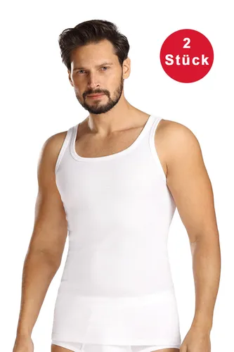 COMTE Herren Unterhemd 2er Pack ärmellos Tank Top Achselhemd Doppelripp Gr.7/XL