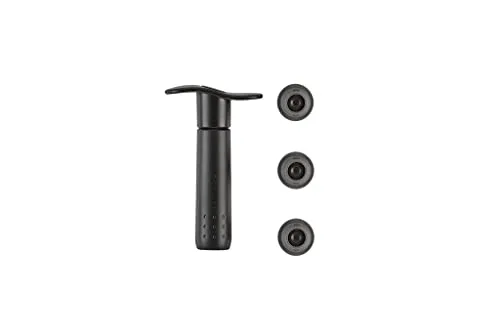 Le Creuset Weinpumpen-Set WA 137, Schwarz matt - Weinpumpen-Set mit 3 Verschlüssen für perfekten Weingenuss und längere Haltbarkeit, ideal für Weinliebhaber.