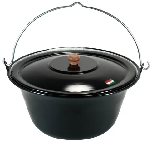 Gulaschkessel 10 Liter mit Deckel für Kesselgulasch in schwarz von Grillplanet
