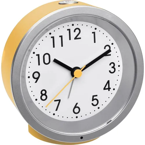 TFA Dostmann 60.1034.07 Quarz Wecker - Sonnengelb Quarz Wecker mit Alarmfunktion, ideal für einen fröhlichen Start in den Tag und perfekt für jedes Schlafzimmer.