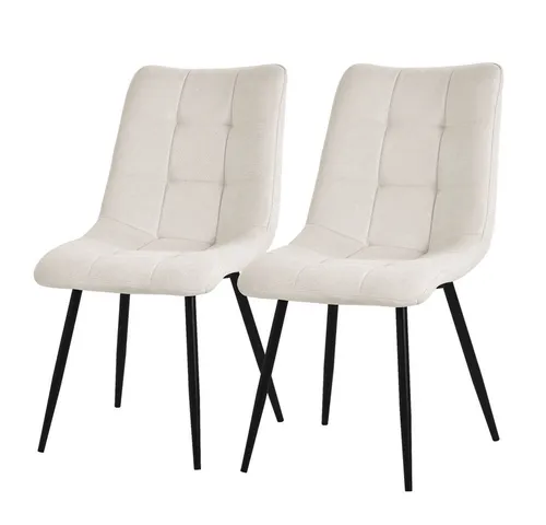 ML-Design Esszimmerstühle 2er Set Beige - Stilvolle Esszimmerstühle mit ergonomischer Sitzhöhe von 50 cm, großzügiger Polsterung und quadratischem Muster. Ideal für Komfort und Eleganz in jedem Raum.