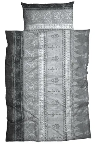 CASATEX Bettwäsche India, 2-teilig, orientalisch und gemütlich in Silber - Bettwäsche aus hochwertigem Interlock-Jersey, 100% Baumwolle, mit Reißverschluss. Pflegeleicht und OEKO-TEX® zertifiziert, ideal für einen stilvollen Schlaf.