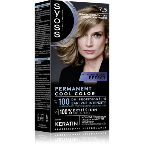 Syoss Permanent Cool Color Permanent-Haarfarbe mit einem kühlen Unterton Farbton 7_5 Natural Ashy Blond 1 St.